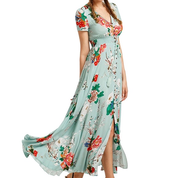 mint floral maxi dress